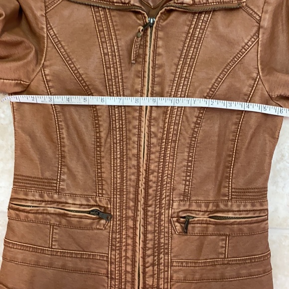 Cleo Tan Faux Leather Jacket Sz XSP - Picture 5 of 8